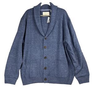 Weatherproof‎ Vintage Sweater Mens Knit Shawl Neck Blue Preppy Cottage core 2XL
